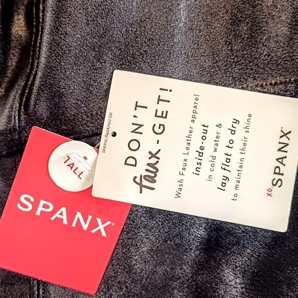 Spanx Black Faux Leather Leggings Med Tall NWT - Picture 4 of 7